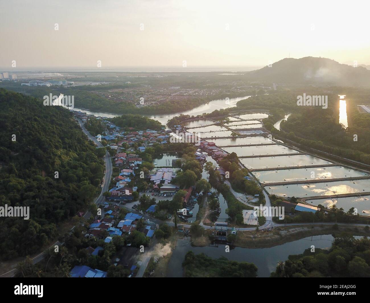 Aerial fishing village at Bukit Tambun, Penang Stock Photo Alamy