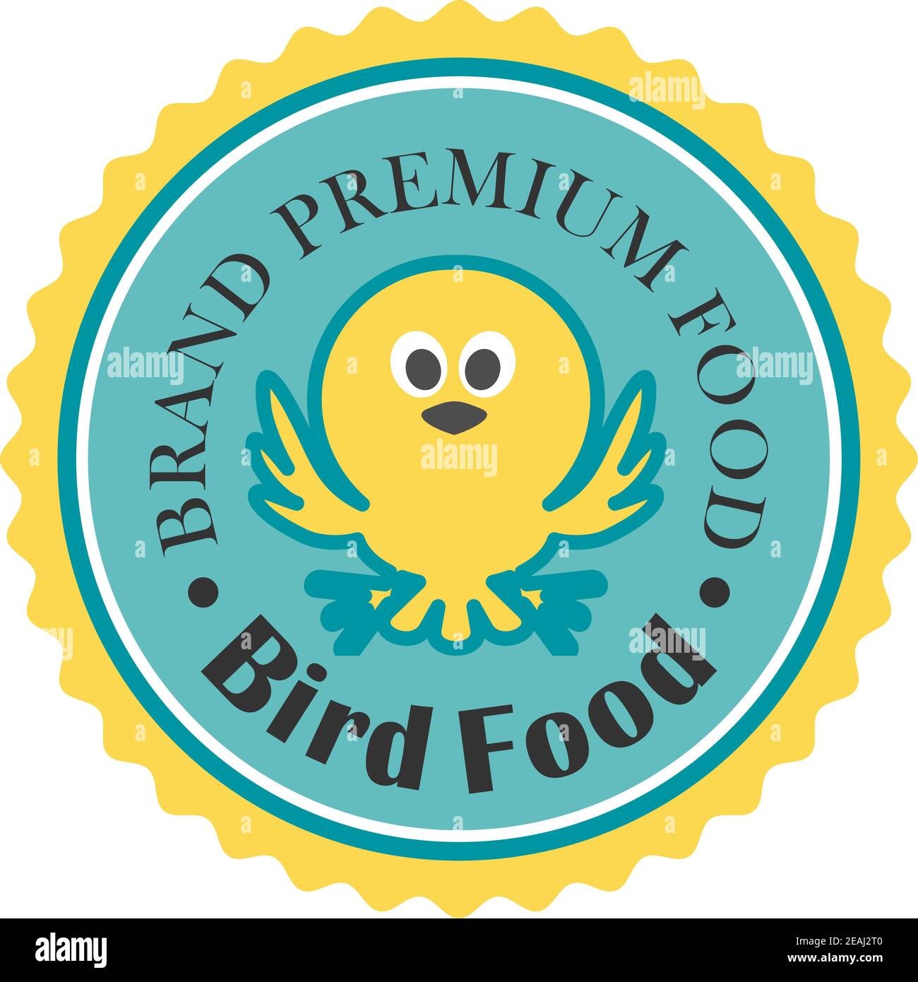 Premium bird food icon with a cute little bird fluttering its wings