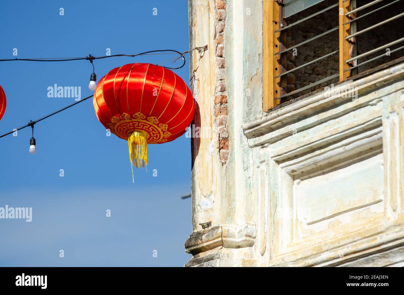 chinese new year hang red cloth