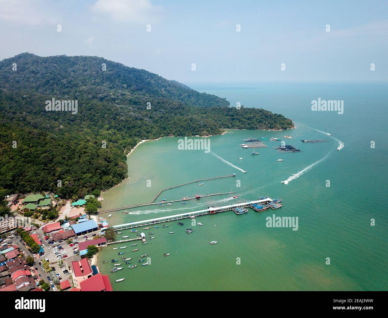 Aerial view Teluk Bahang at sea Stock Photo