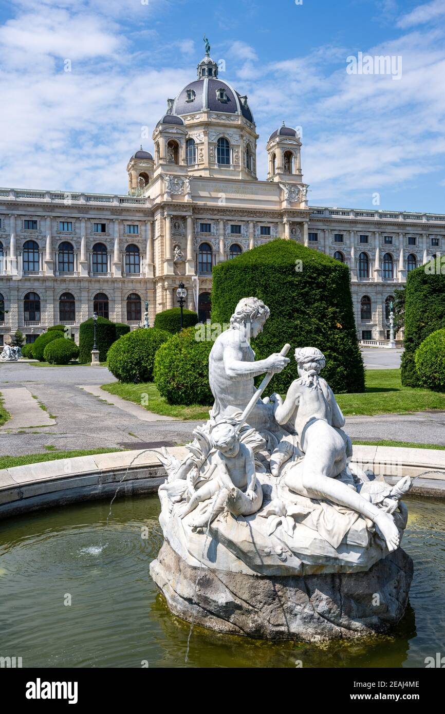 The Natural History Museum with a small fountain in Vienna, Austria Stock Photo