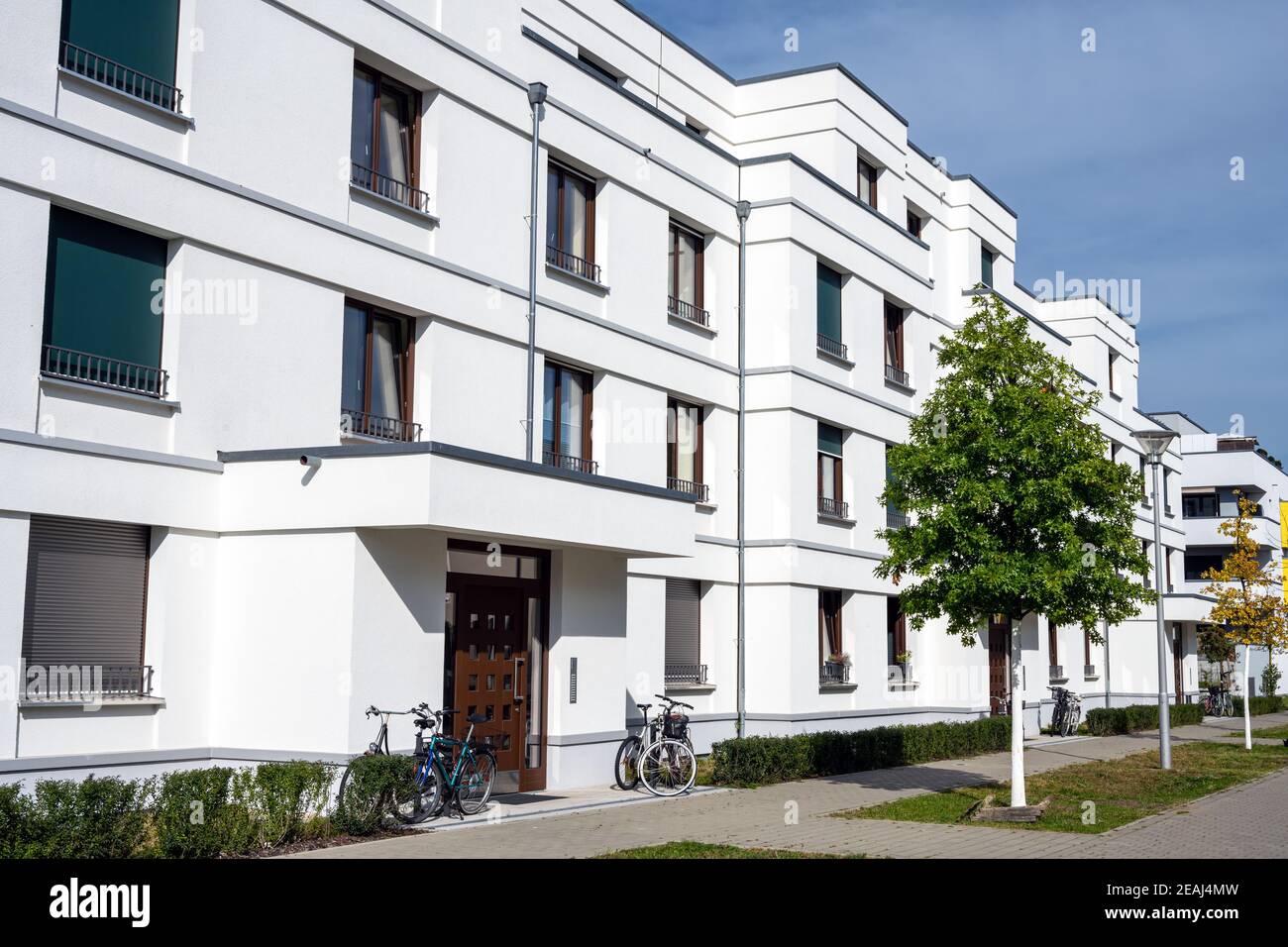 Modern multi-family apartment house seen in Berlin Stock Photo