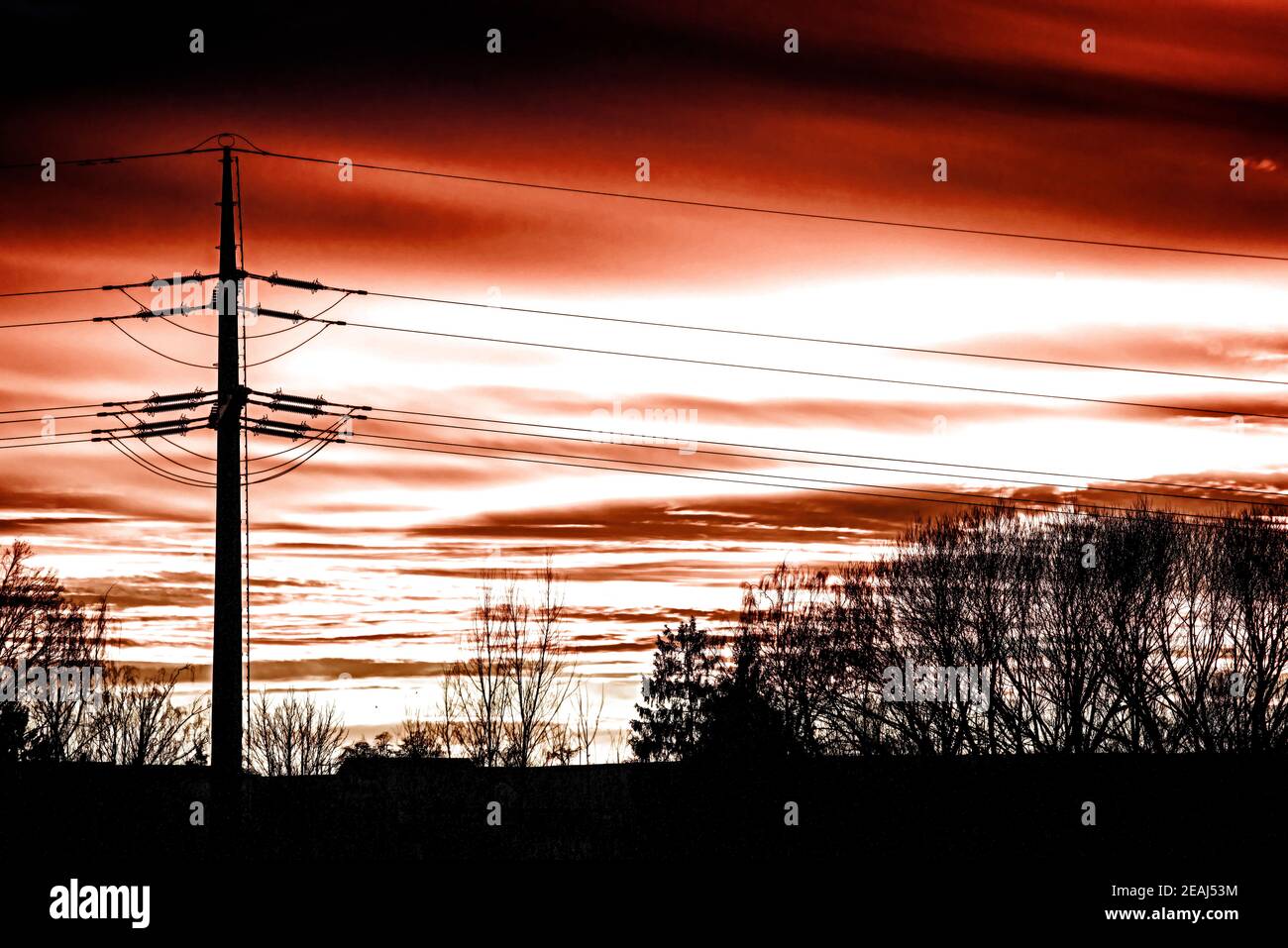 afterglow with mast in infrared Stock Photo
