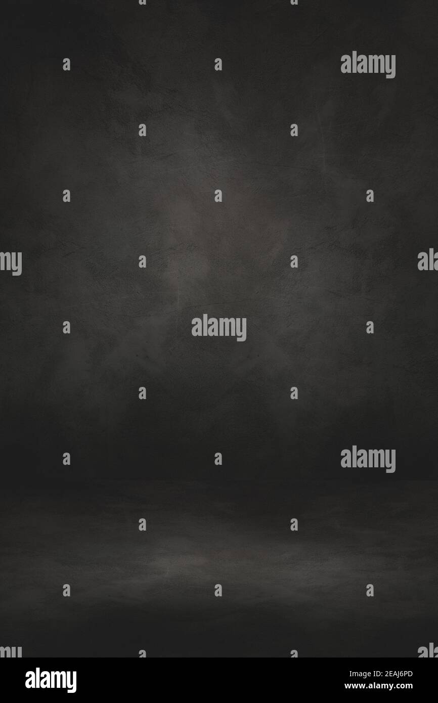 Empty black concrete interior background Stock Photo