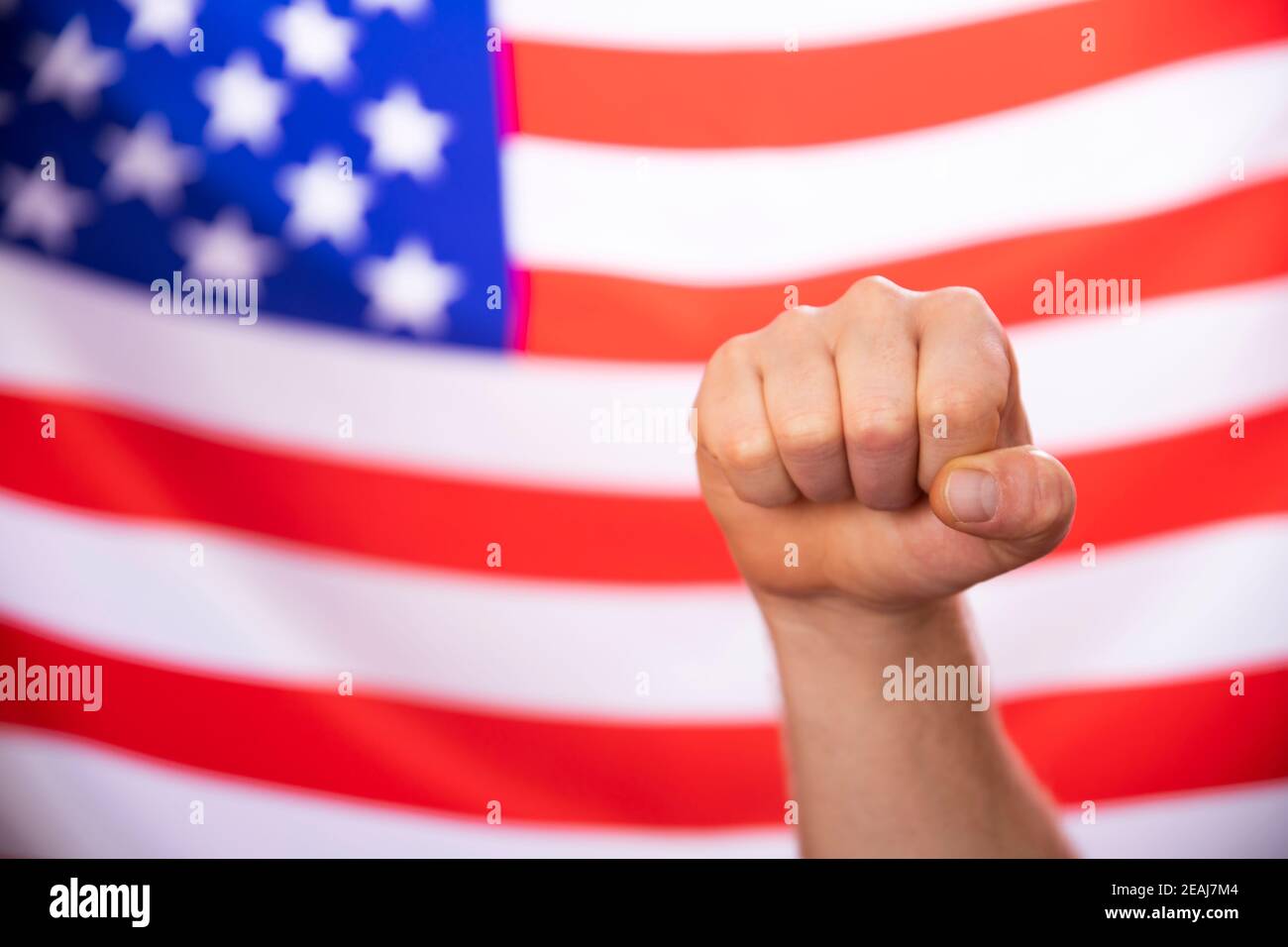 American flag with fist Stock Photo