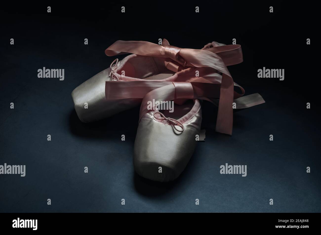 Pointe shoes ballet dance shoes with a bow of ribbons beautifully