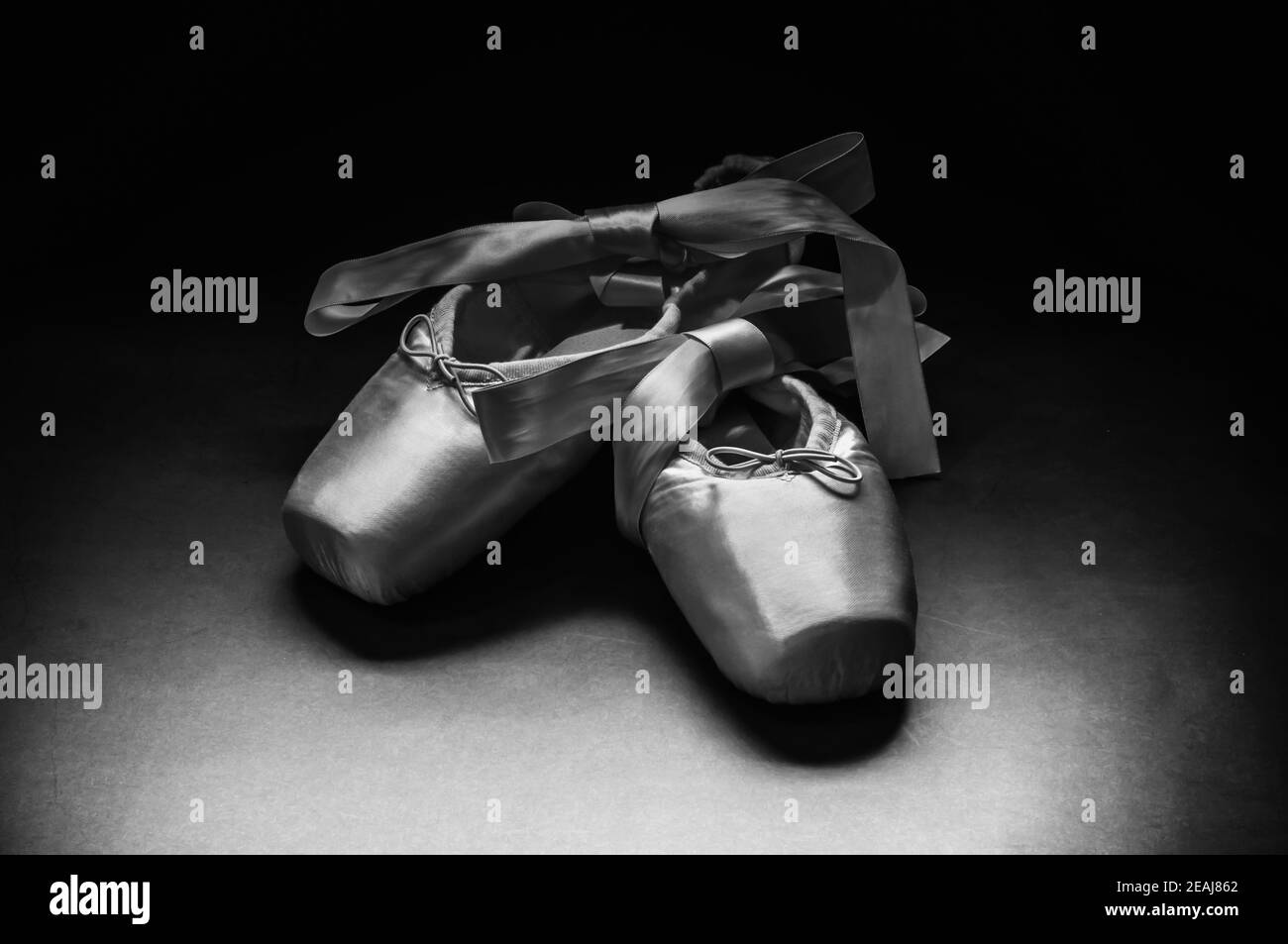 Pointe shoes ballet dance shoes with a bow of ribbons beautifully