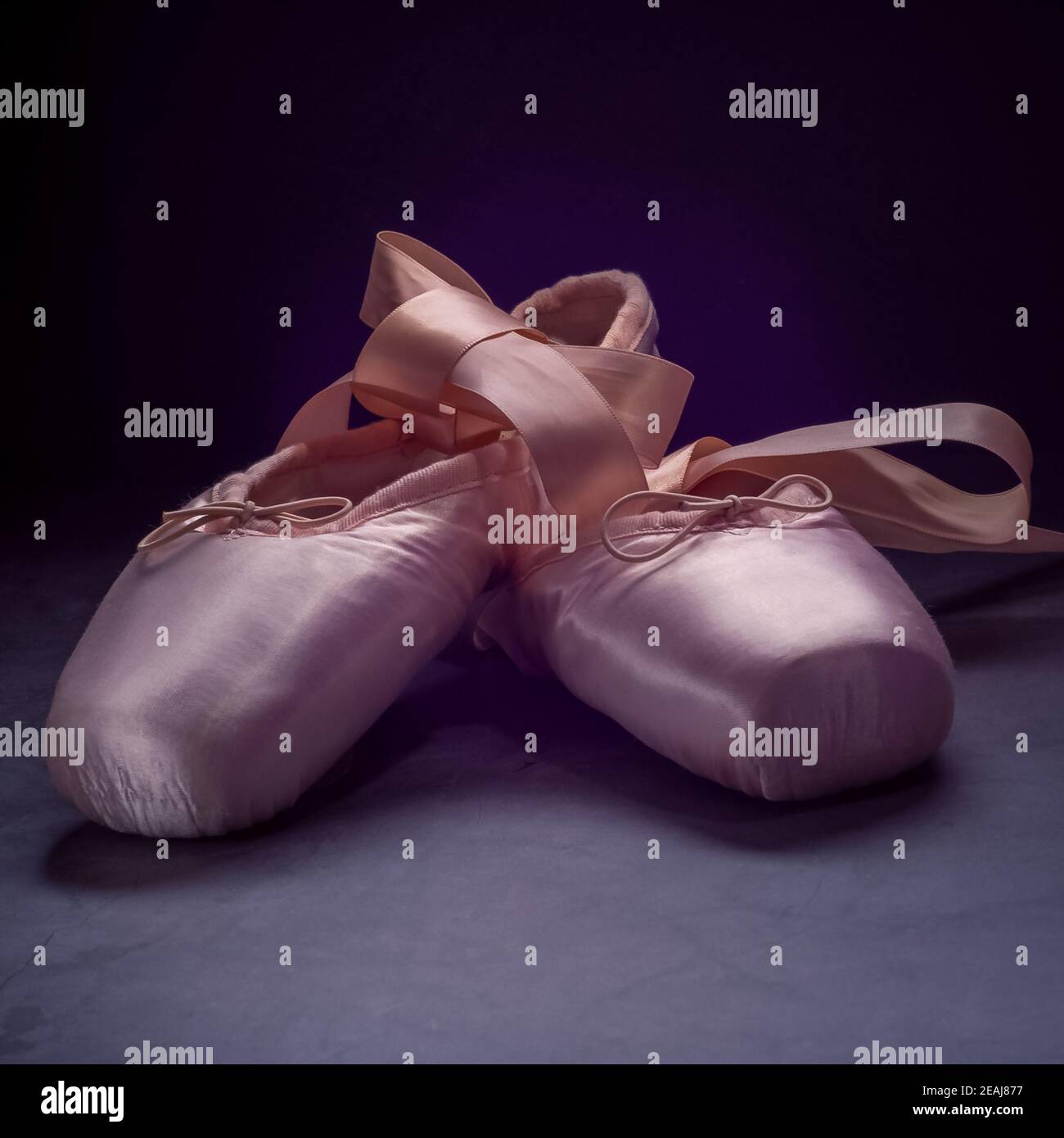 Pointe shoes ballet dance shoes with a bow of ribbons beautifully