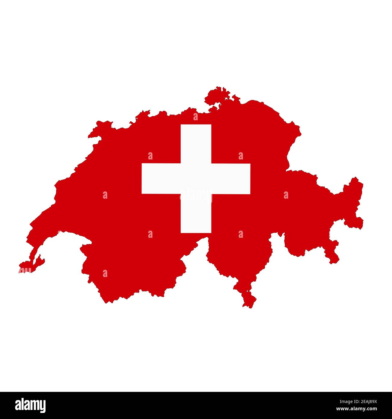 Switzerland map on white background with clipping path Stock Photo