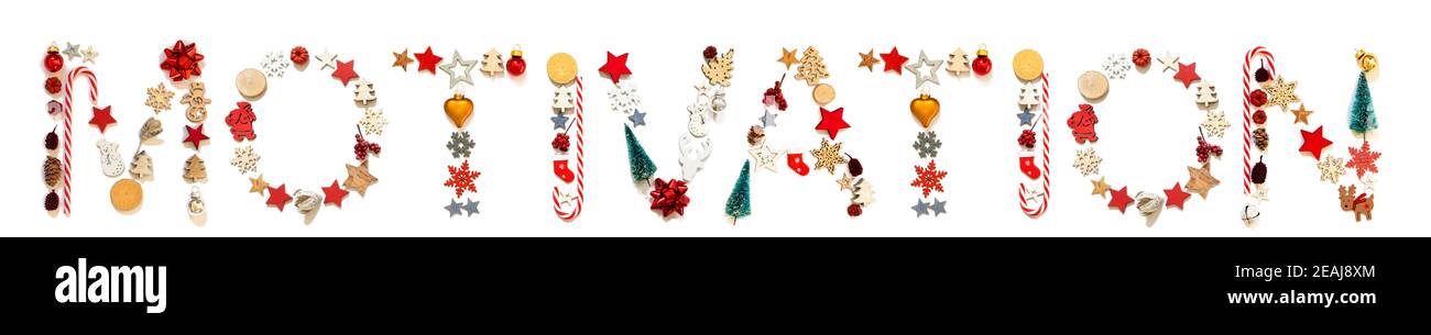 Colorful Christmas Decoration Letter Building Word Motivation Stock Photo