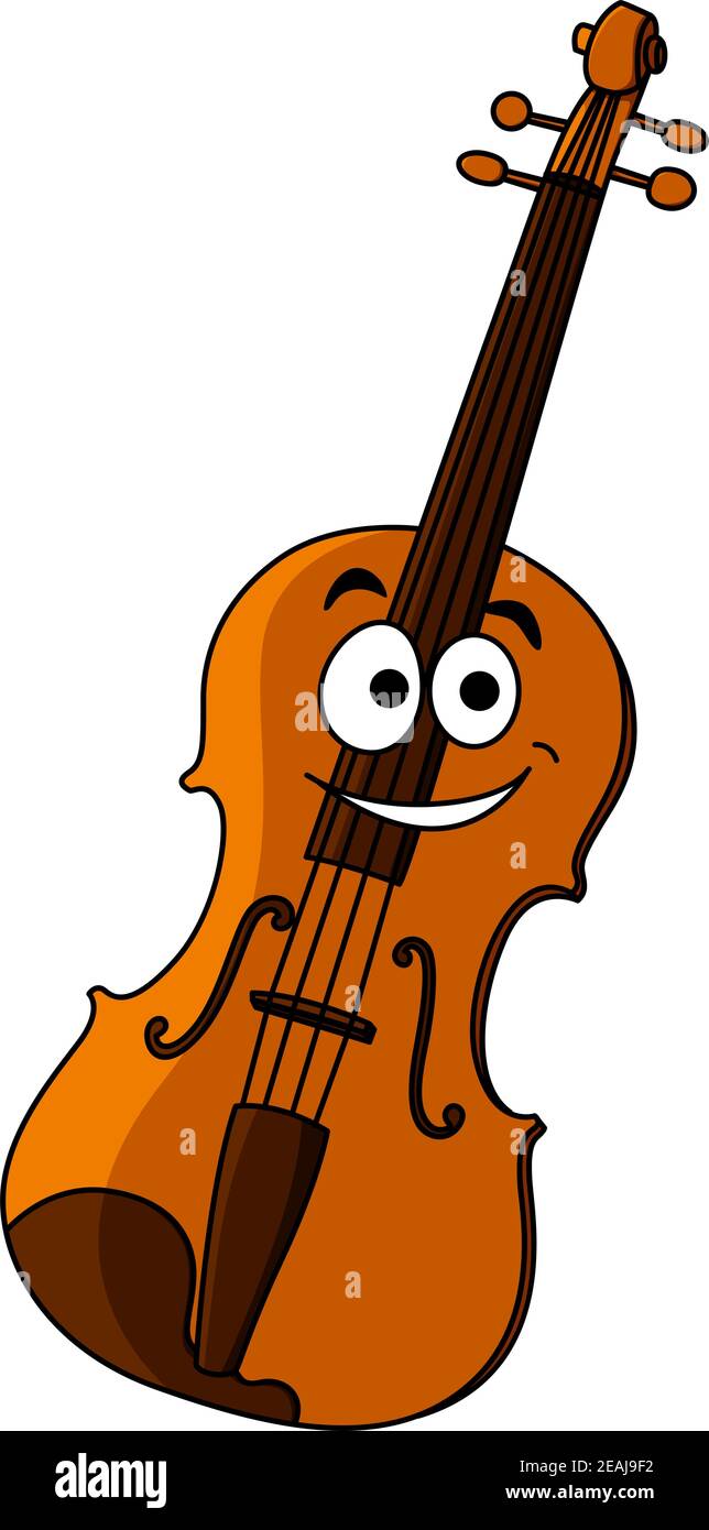Smiling happy classical wooden violin for music performances and design