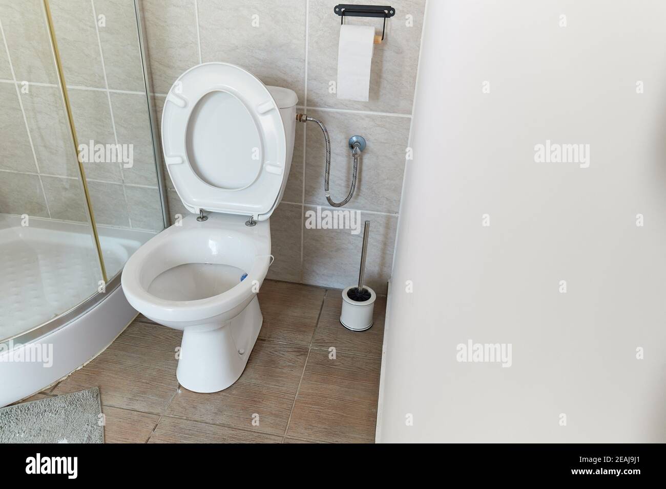 Toilet seat open Stock Photo Alamy