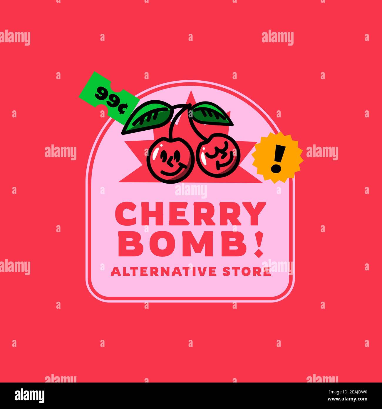Clothing Brand Logo With Smiling Cherry Graphics Stock Photo Alamy