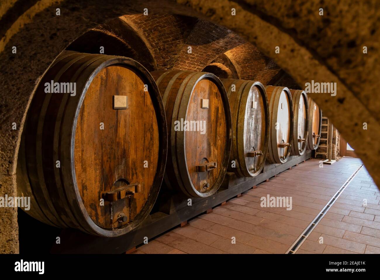 wine cellar in Thallern winer, Gumpoldskirchen near Vienna, Lower Austria, Austria Stock Photo