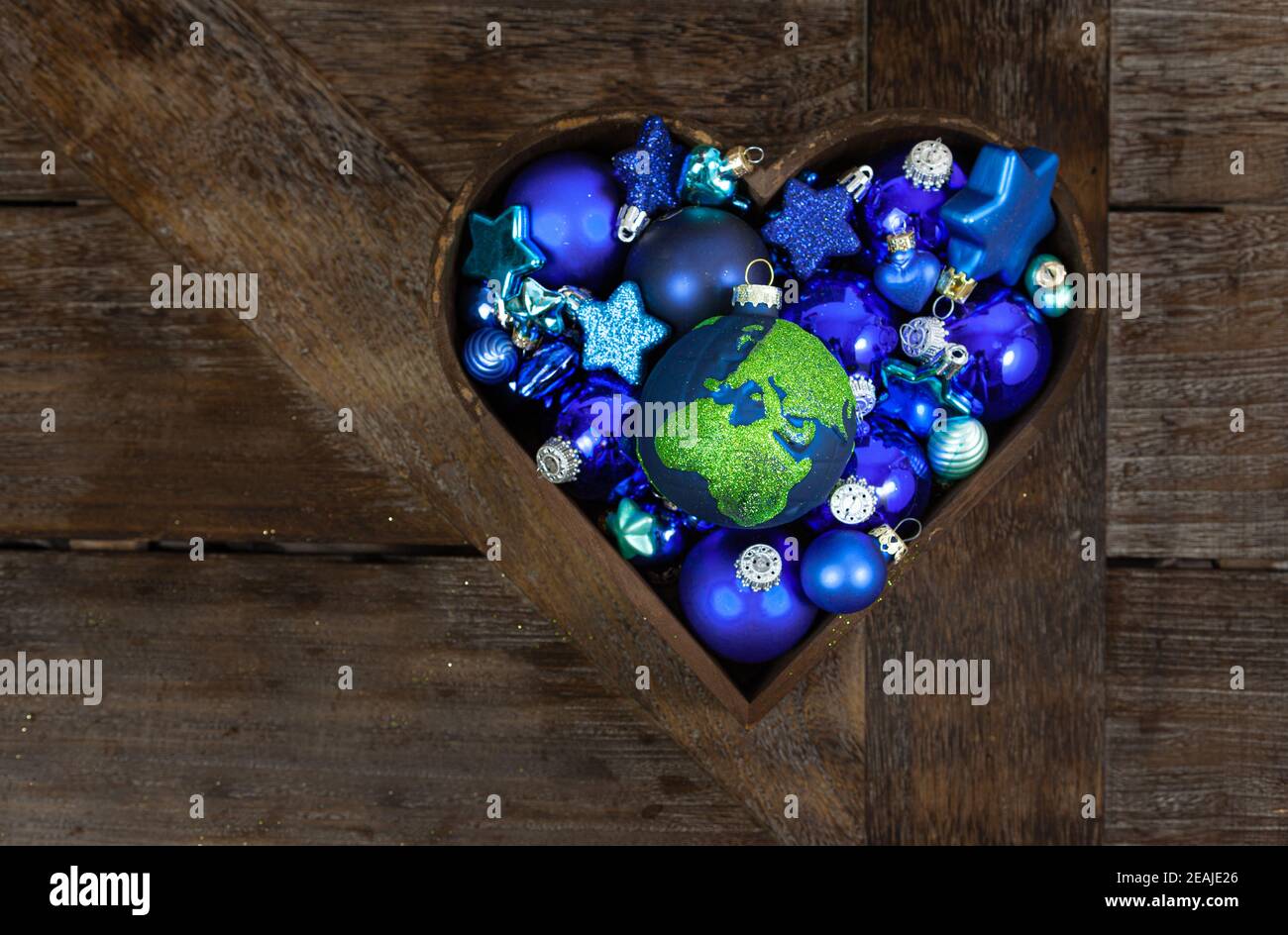 Blue Christmas baubles Stock Photo