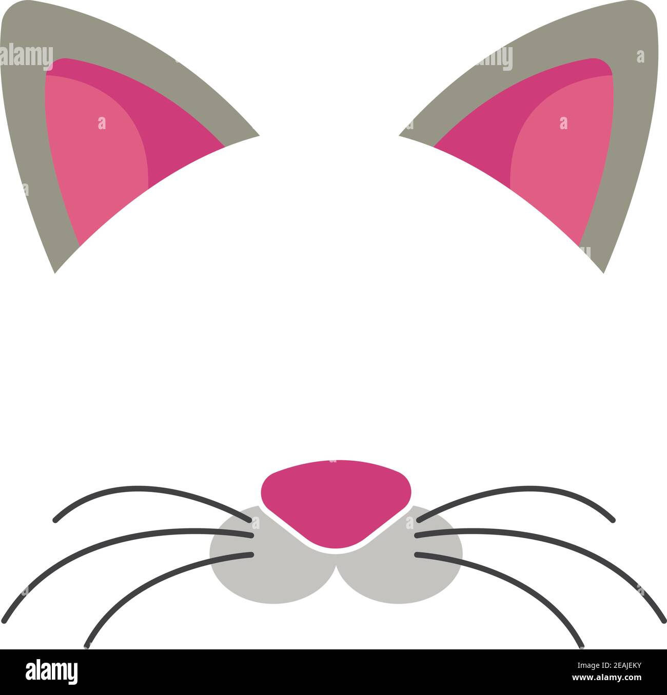 cat face elements set. Vector illustration. Animal character ears and nose.  Video chart filter effect for selfie photo decor Stock Vector Image & Art -  Alamy