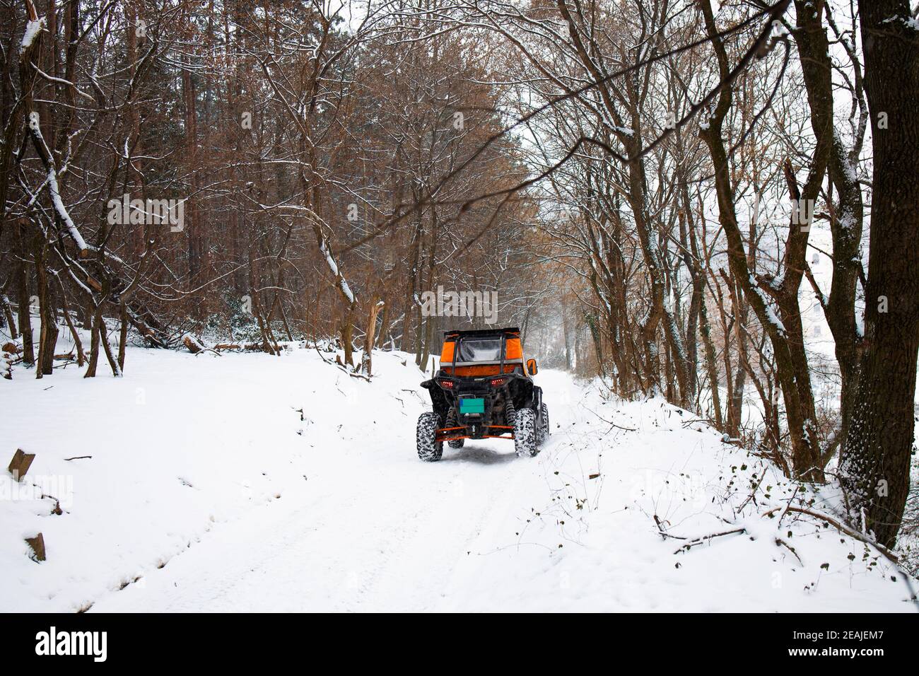 People enjoying their weekend in a off-road buggy on a winter trail Stock  Photo - Alamy