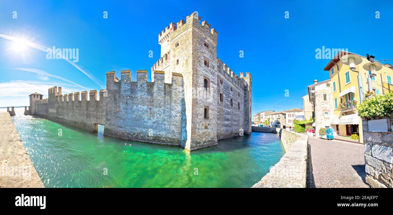 Town of Sirmione entrance walls view Stock Photo