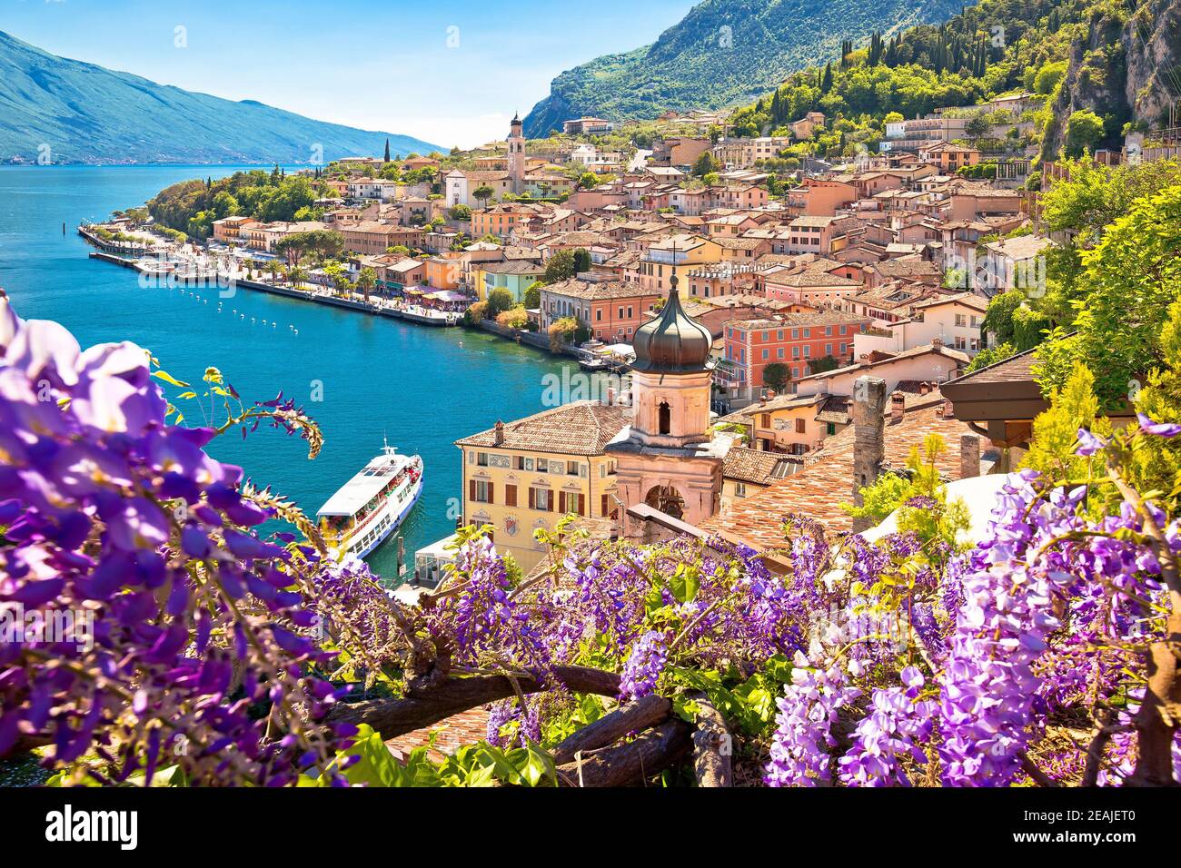 Town of Limone sul Garda on Garda lake view Stock Photo
