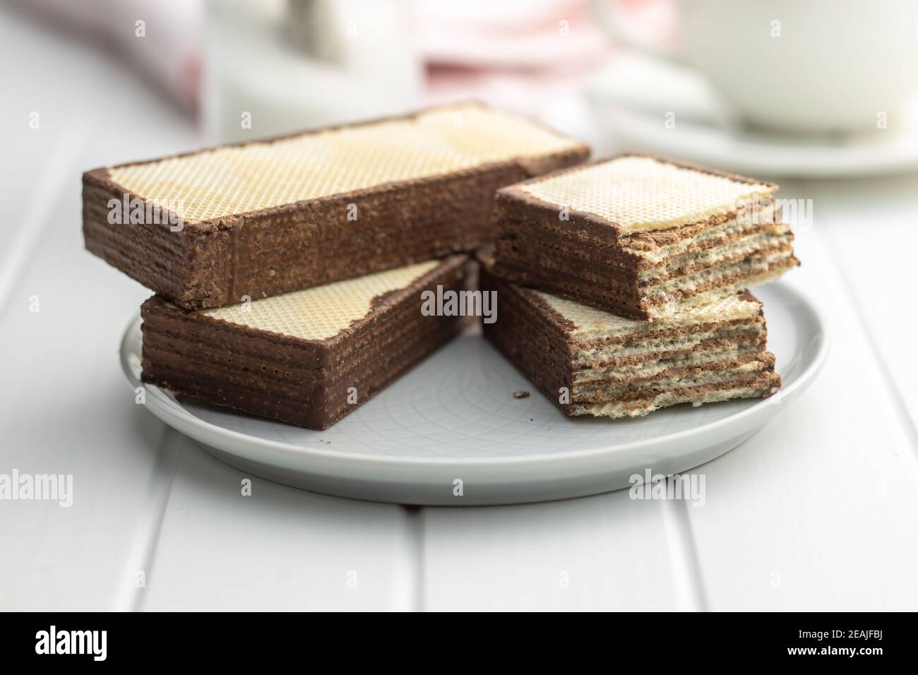 Crispy wafer biscuits filled with chocolate cream Stock Photo Alamy