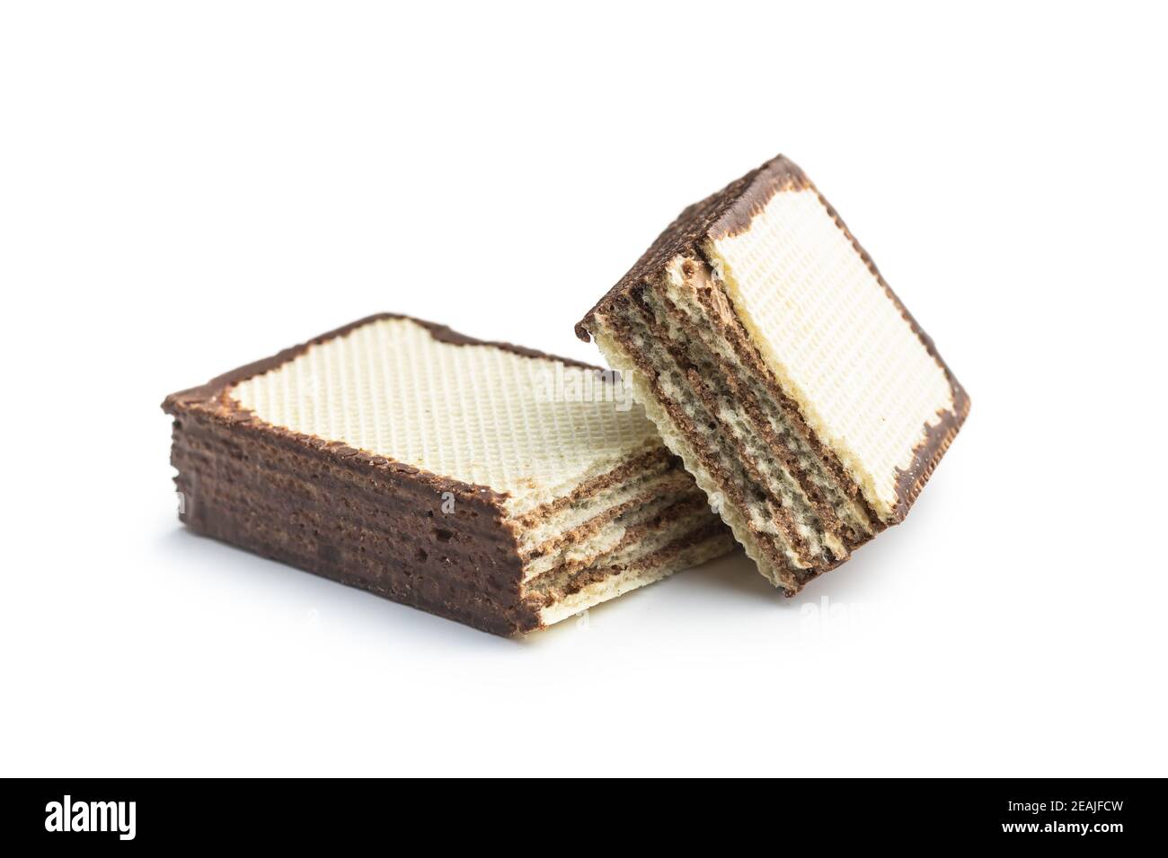 Crispy wafer biscuits filled with chocolate cream. Stock Photo