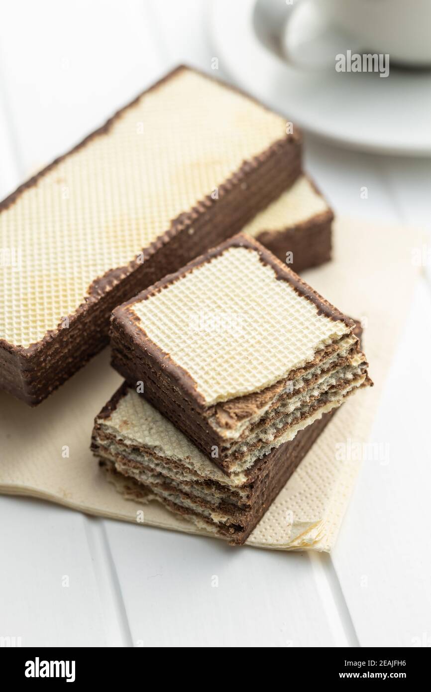 Crispy wafer biscuits filled with chocolate cream Stock Photo Alamy