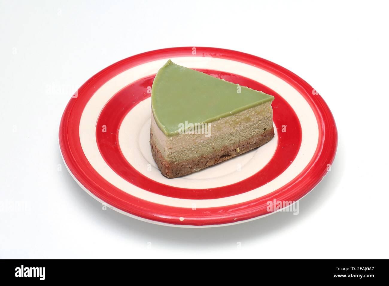 Raw cake on ceramic plate Stock Photo