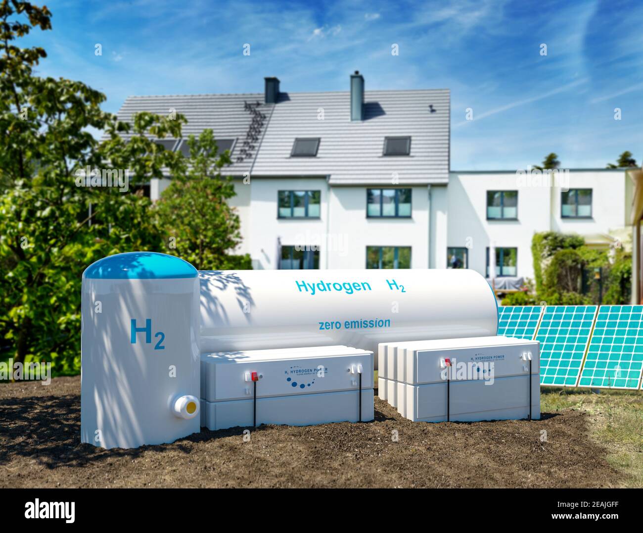 Hydrogen renewable energy production hydrogen gas for clean electricity at real estate home