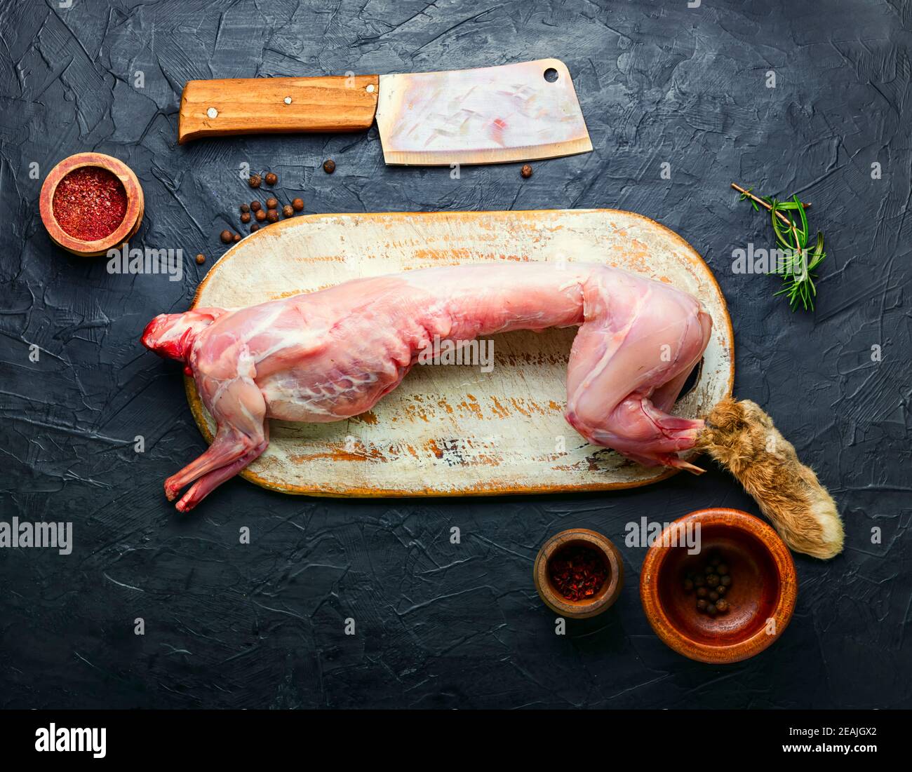 Raw whole rabbit Stock Photo