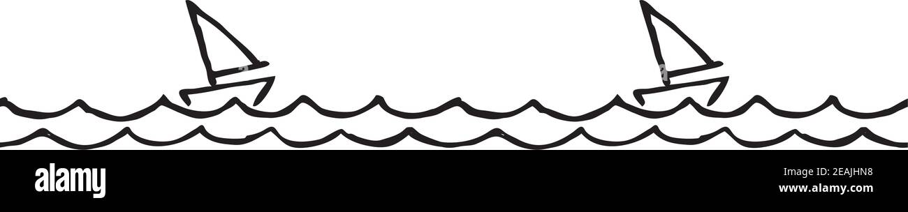 Vector illustration of a sailboats in the sea. Stock Vector