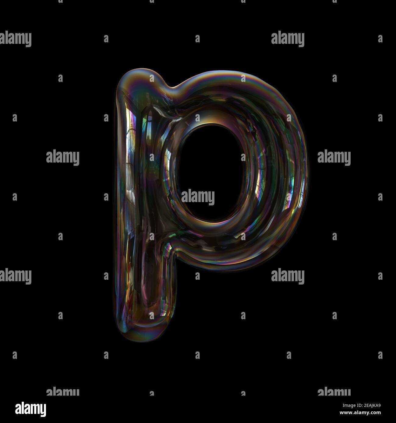 Soap bubble letter P - Lowercase 3d transparent font - childhood