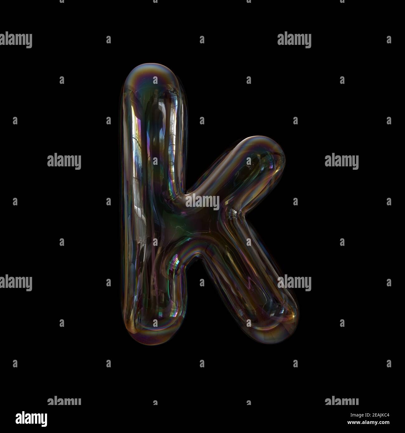 Soap bubble letter K - Lower-case 3d transparent font - childhood, imagination or fragility concept Stock Photo