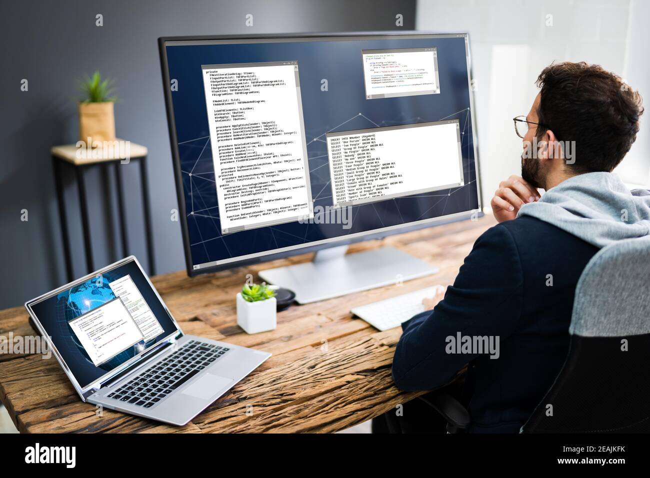 Software Developer Programmer Using Computer Stock Photo - Alamy