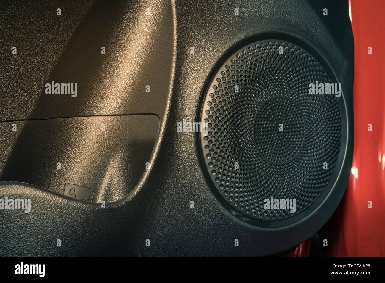 Car Speaker and Cup Holder in Zoom View in Vintage Tone Stock Photo