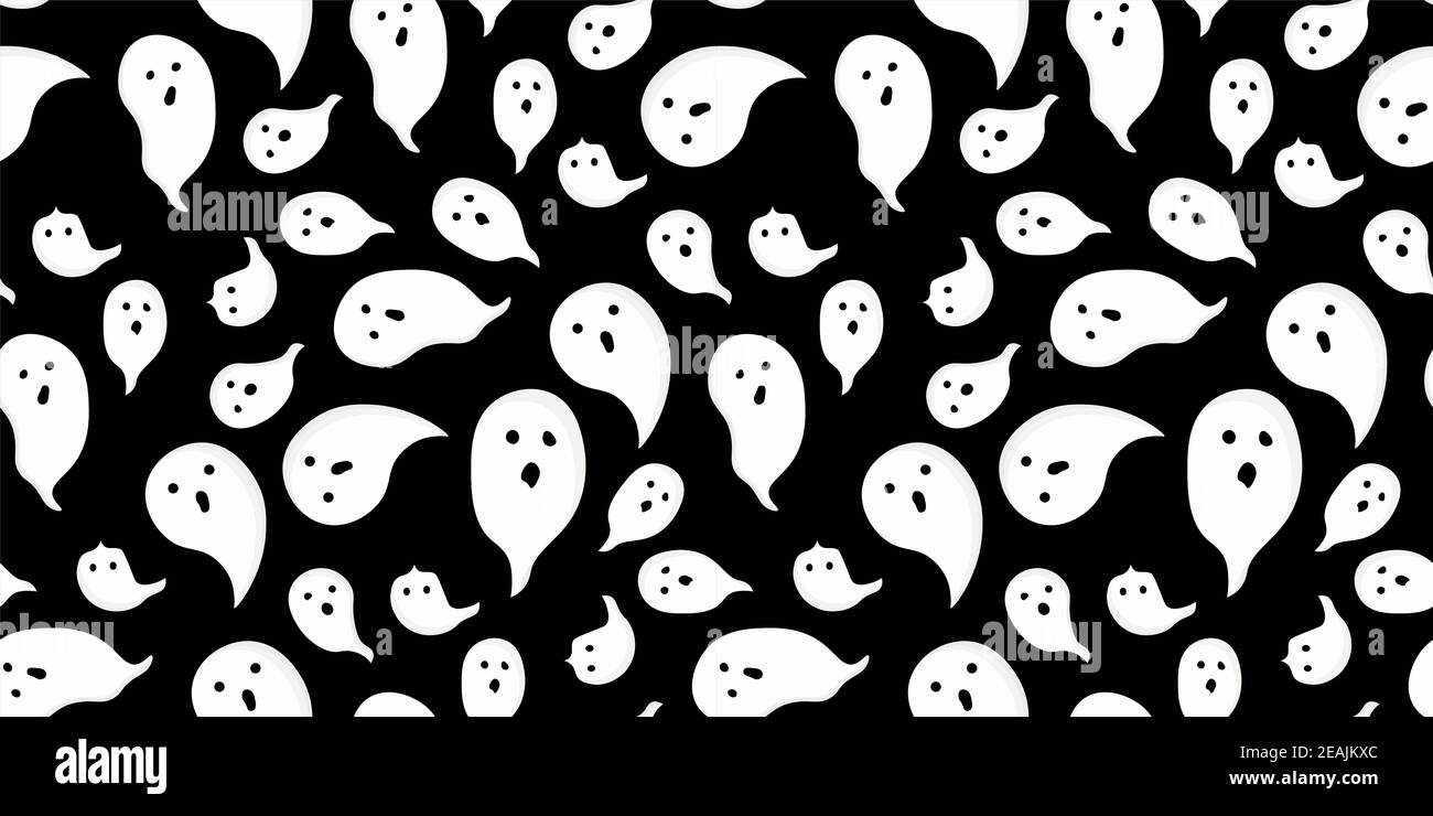 Halloween seamless pattern. the ghost is cute. Vector illustration. Stock Photo