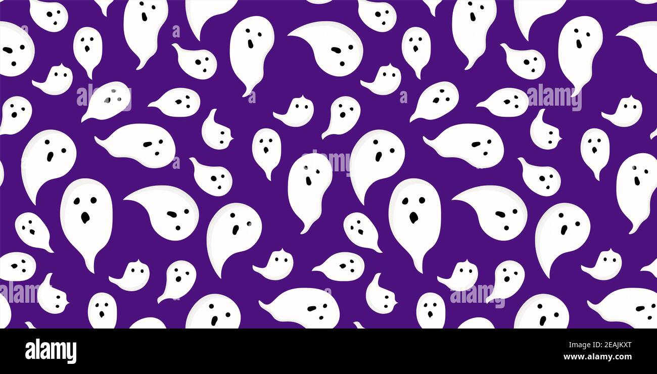 Halloween seamless pattern. the ghost is cute. Vector illustration. Stock Photo