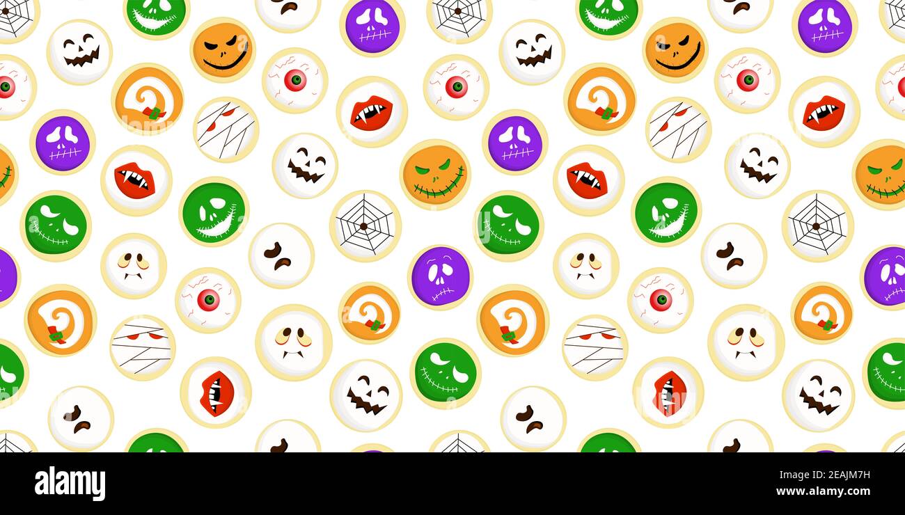 Halloween seamless pattern. pumpkin is scary and cute. Vector illustration. Stock Photo