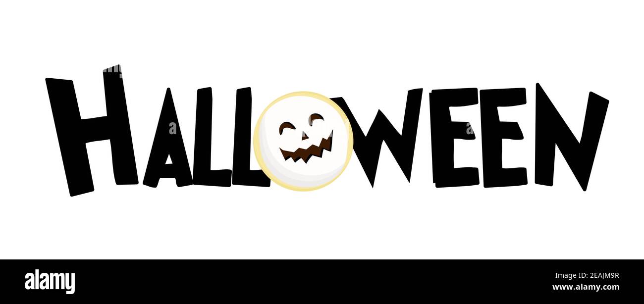 Vector lettering Happy Halloween. Cheerful illustration. Isolated on white background Stock Photo