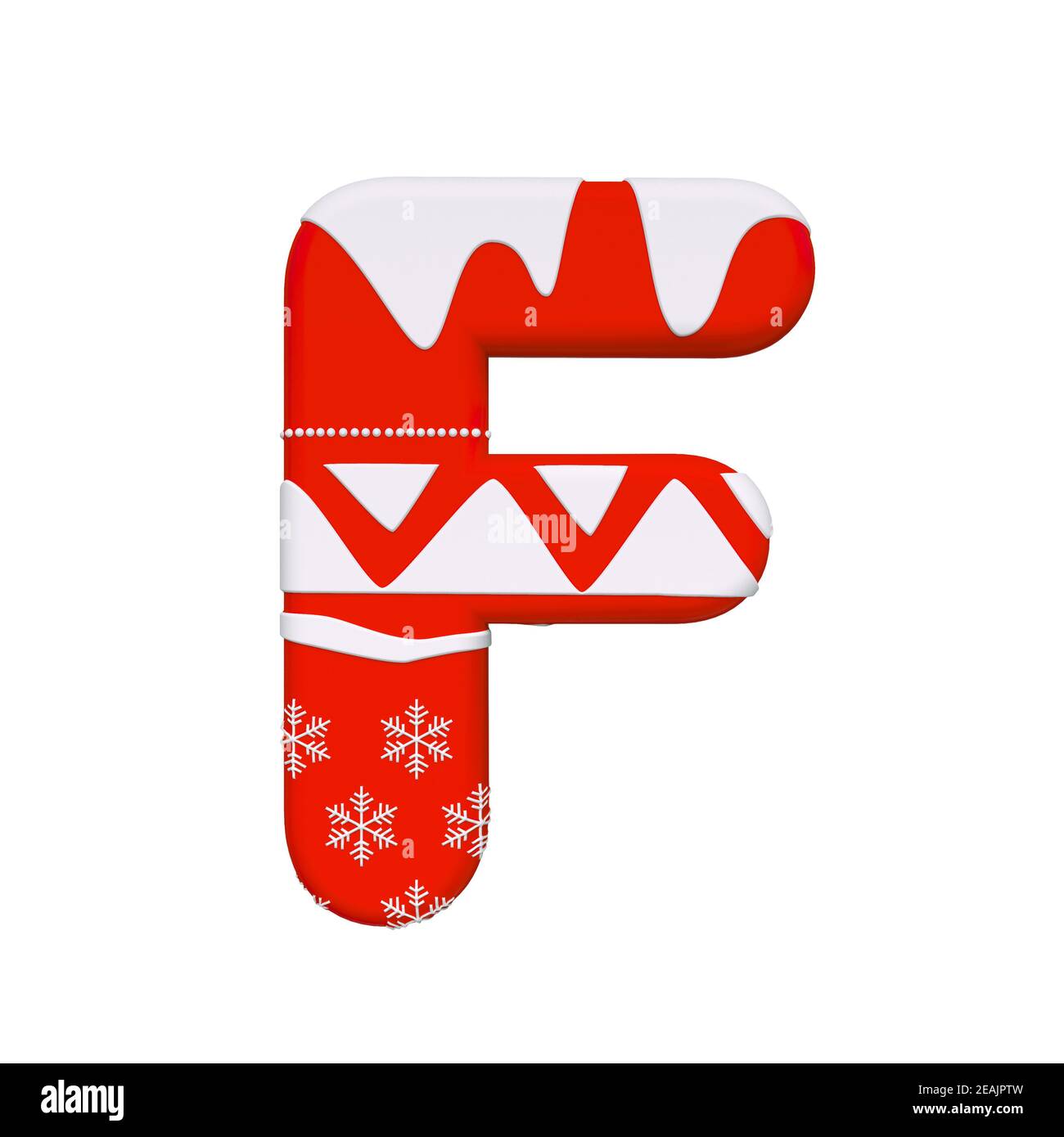 Christmas letter F - Upper-case 3d Xmas font - suitable for 