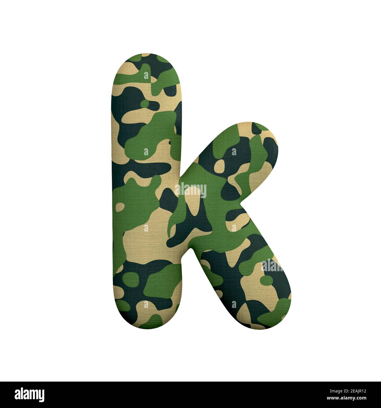 Army letter K - Small 3d Camo font - Suitable for Army, war or survivalism related subjects Stock Photo