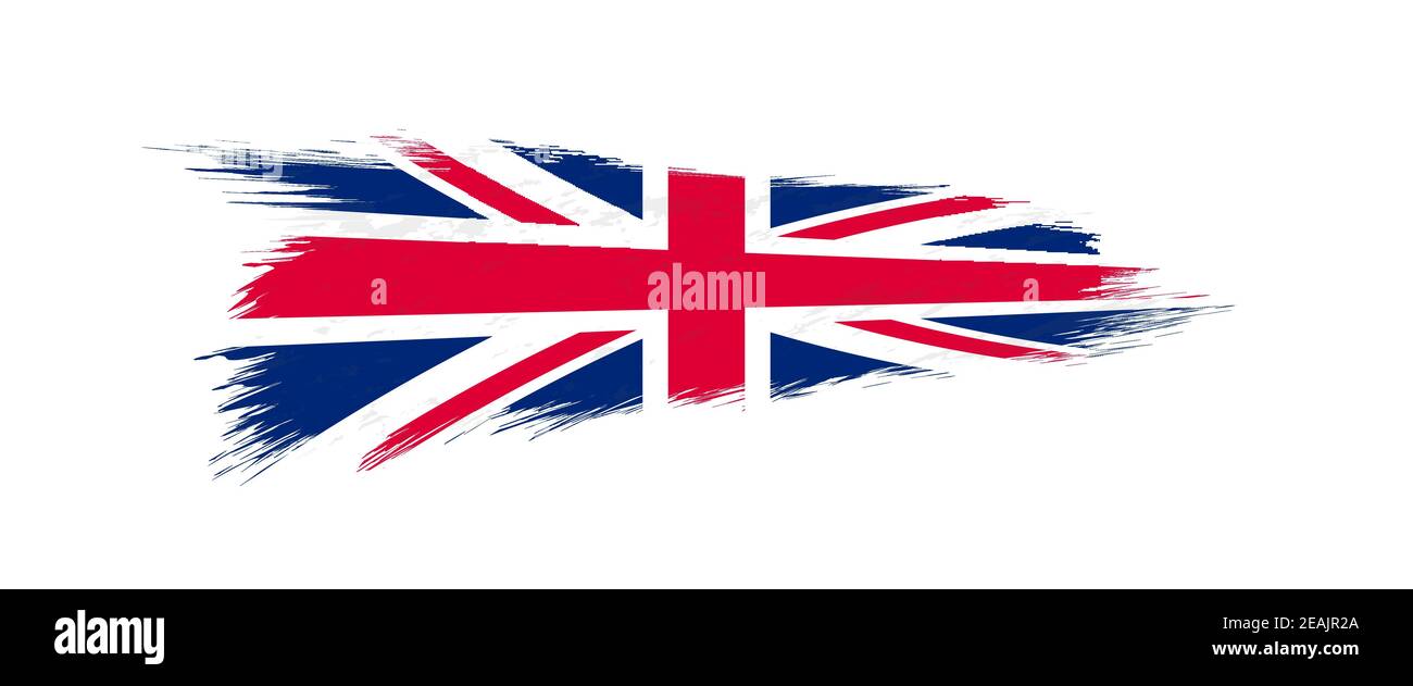 Flag of United Kingdom in grunge brush stroke, vector grunge illustration. Stock Vector
