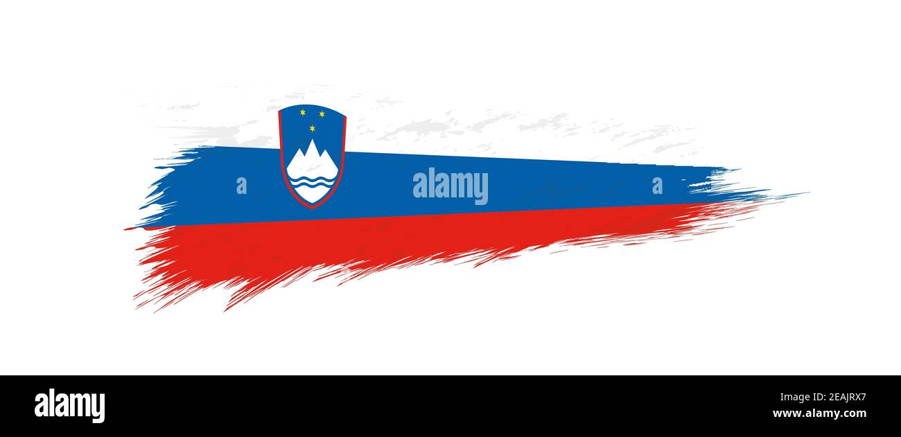 Flag of Slovenia in grunge brush stroke, vector grunge illustration ...