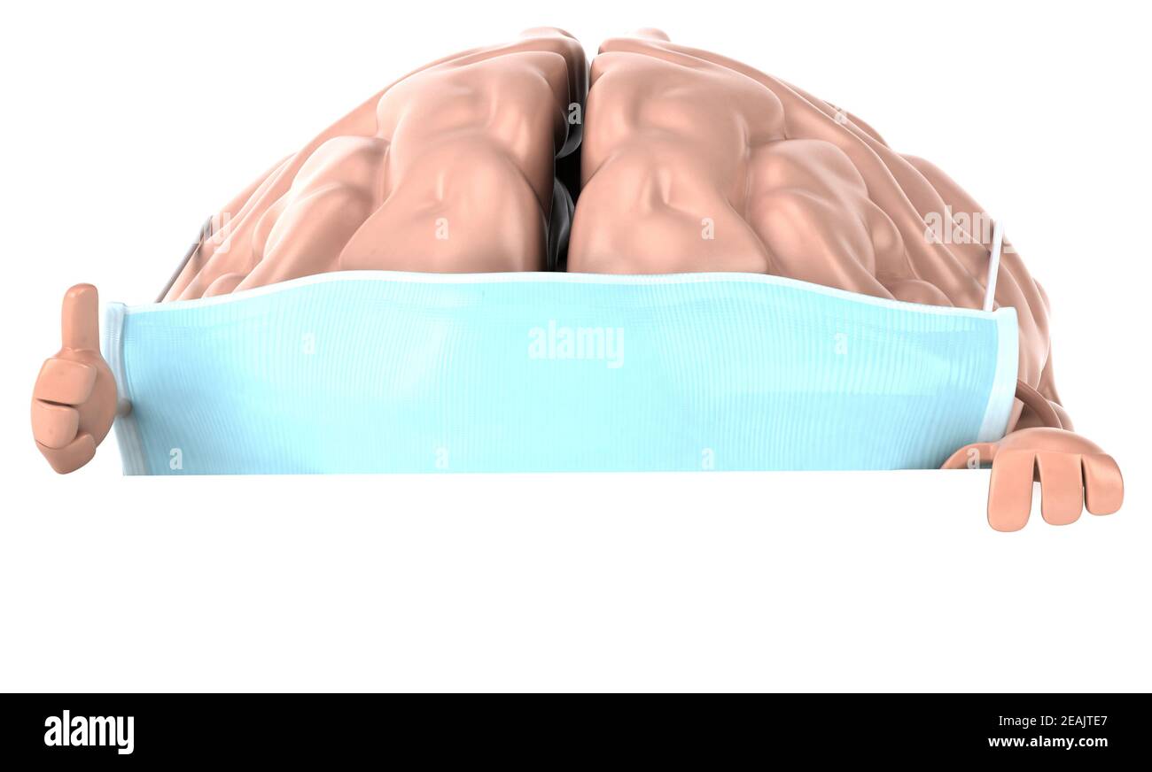 3D concept of a brain with a mask Stock Photo Alamy