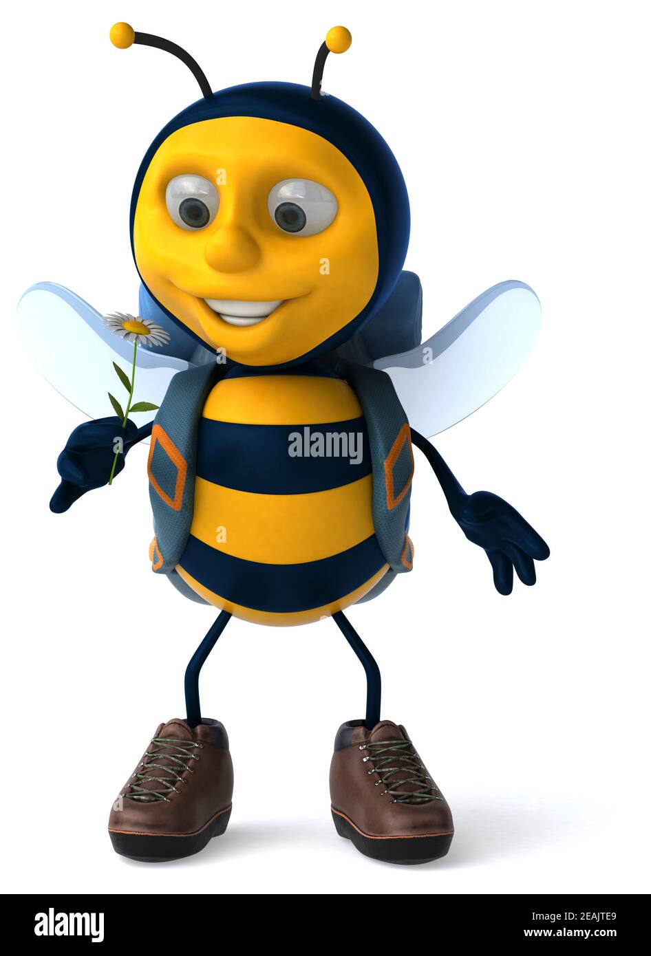 Fun backpacker bee - 3D Illustration Stock Photo - Alamy