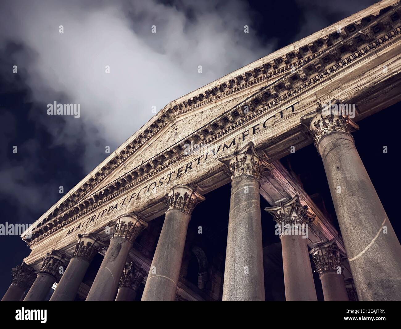 the Pantheon in Rome on a winter night Stock Photo