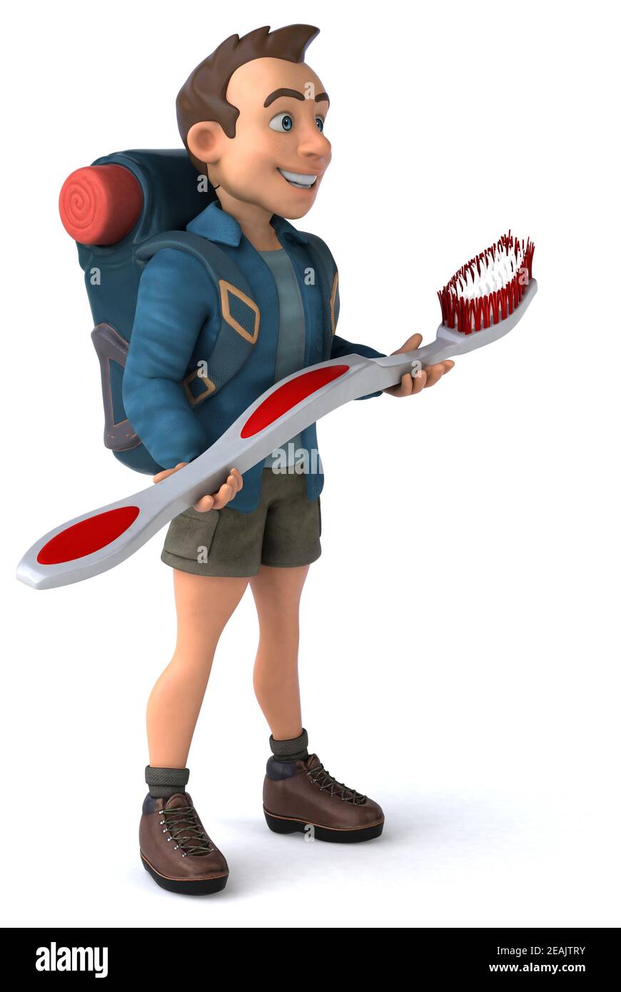 Fun illustration of a 3D cartoon backpacker Stock Photo - Alamy