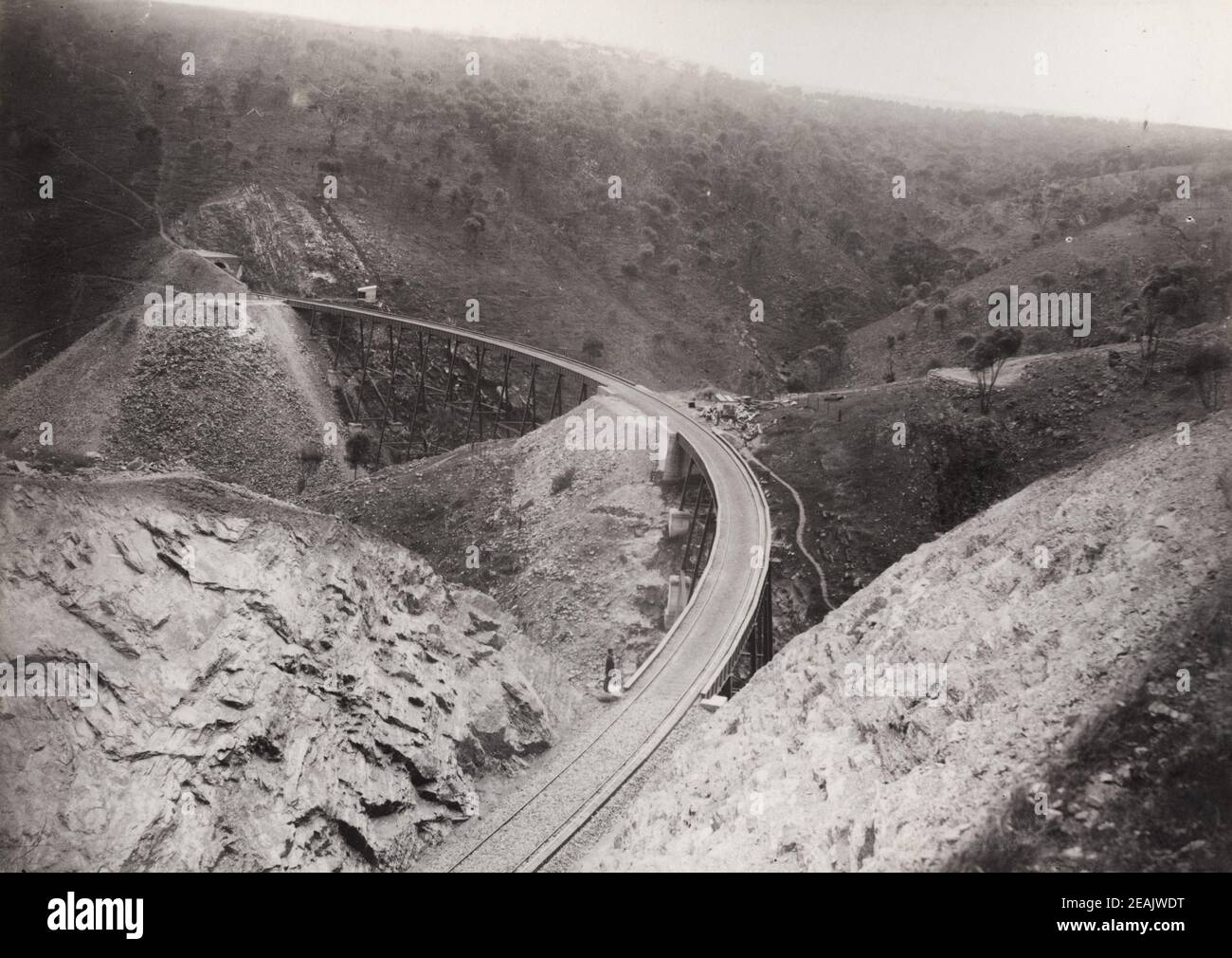 Late 19th century photograph - Railway line in the Adelaide Hills, Australia Stock Photo