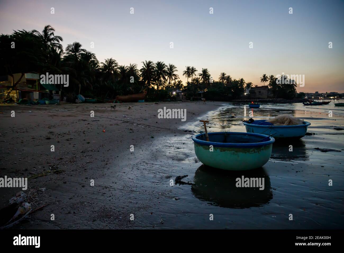 Fischer boats in the bay of Mui Ne in Vietnam Stock Photo Alamy