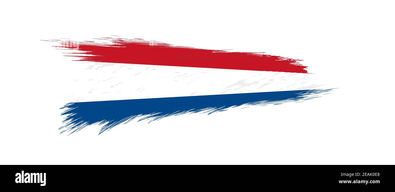 Flag of Netherlands in grunge brush stroke, vector grunge illustration ...