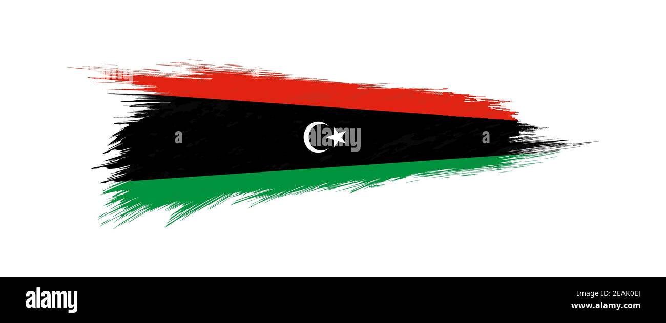 Flag of Libya in grunge brush stroke, vector grunge illustration Stock ...